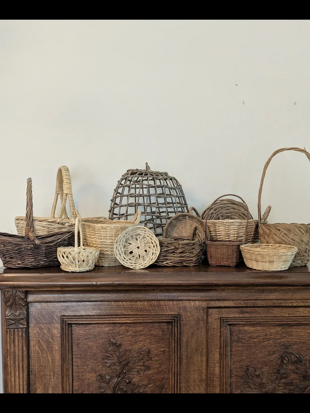 Folk Art Mini Woven Wicker Baskets - Set of 3